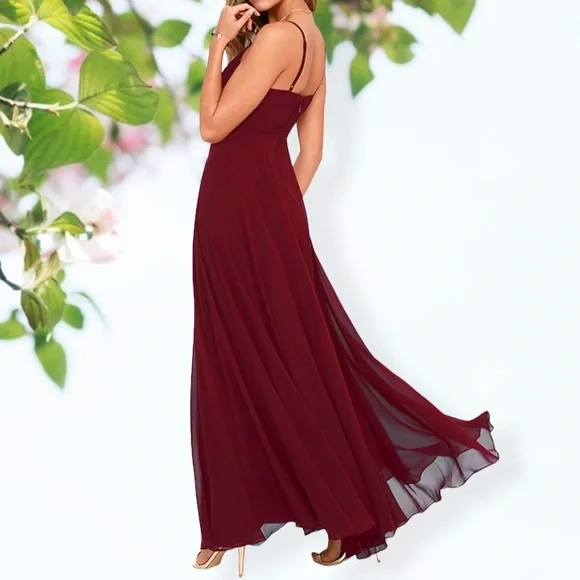 LULU'S Formal Wine Faux Wrap Dress - Picture 3 of 12